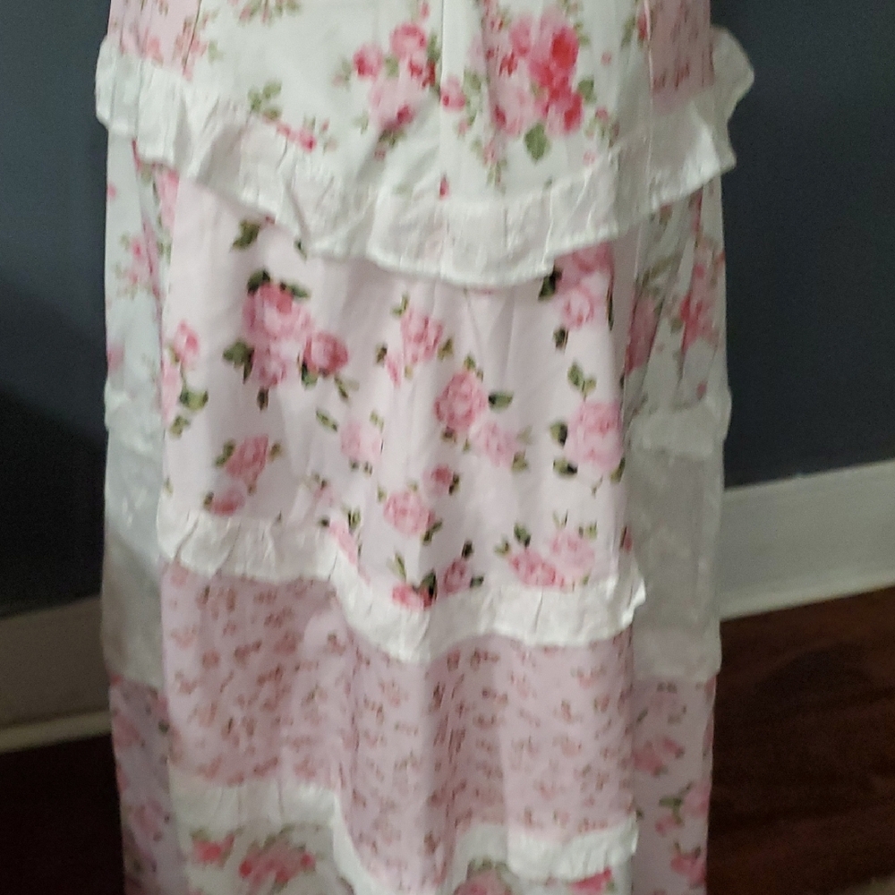 Ebossy Pink and White Barbiecor Floral Cottagecore  Halter Dress Size S - Picture 6 of 15